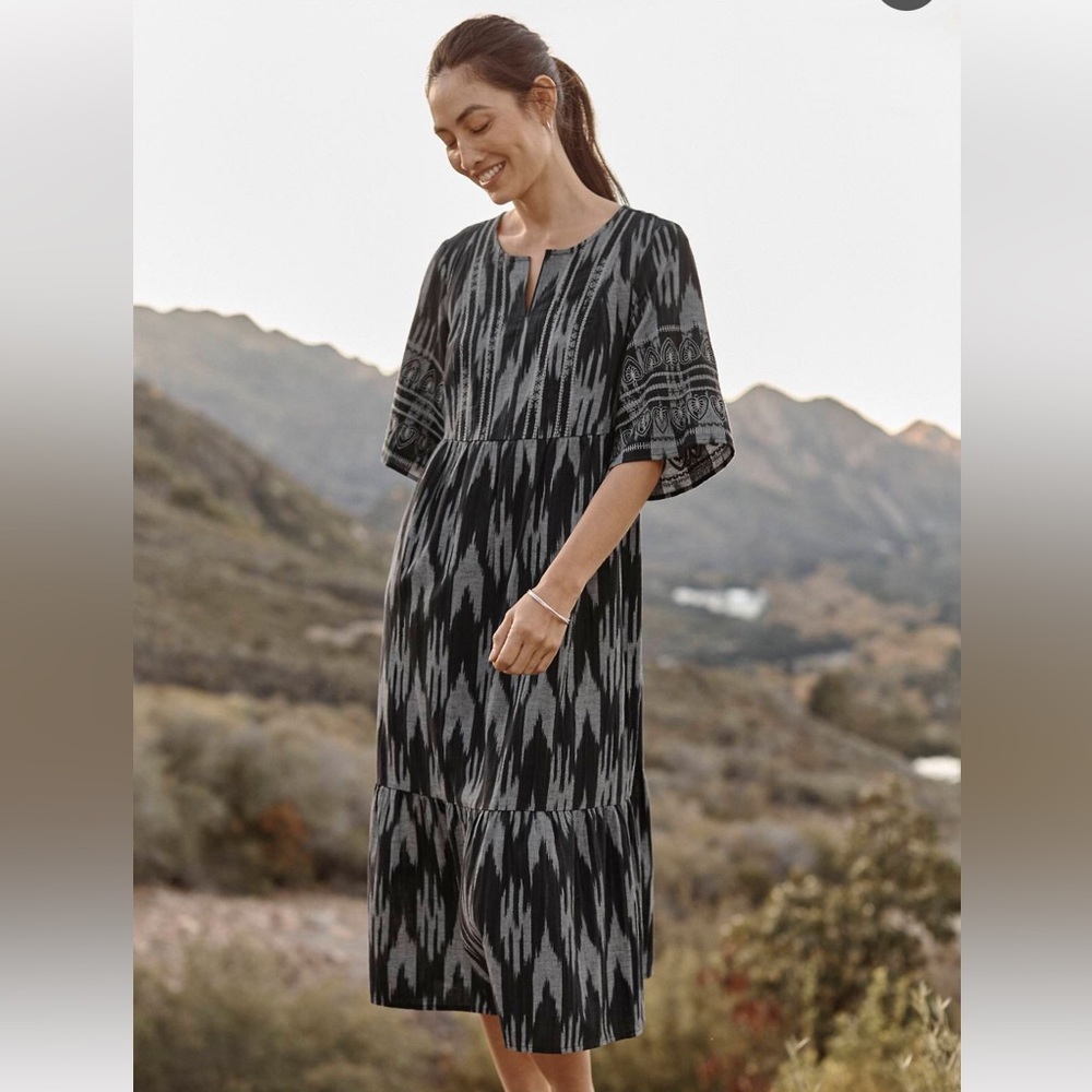 J. Jill black & grey linen dress